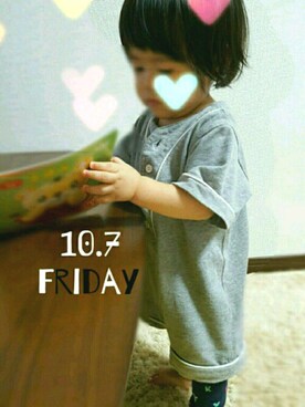 「アイテム（レッグウォーマー、ブラック系）」を使った、♡aoiyuki♡さん（キッズ・70cm）の秋コーディネート