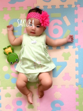 「Carter's（カーターズ）のアイテム（ワンピース）」を使った、SAKURAさん（キッズ・70cm）の夏コーディネート