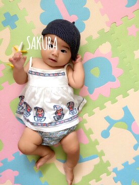「ドラフトGAP」｜「アイテム（ワンピース/ドレス）」を使った、SAKURAさん（キッズ・70cm）の夏コーディネート