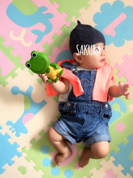「ドラフトGAP」｜「アイテム（サロペット/オーバーオール）」を使った、SAKURAさん（キッズ・70cm）の夏コーディネート