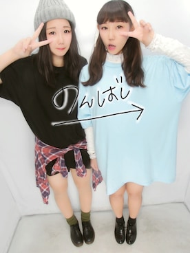 「A.D.G」｜「アイテム（Tシャツ/カットソー）」を使った、ばしこさん（レディース・161cm）の冬コーディネート