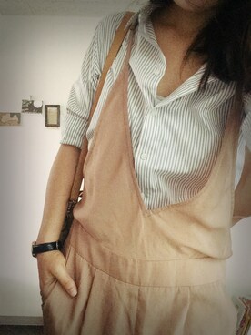 「アイテム（つなぎ/オールインワン、ベージュ系）」を使った、kano.kさん（レディース・161cm）の夏コーディネート