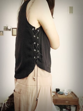 「アイテム（つなぎ/オールインワン、ベージュ系）」を使った、kano.kさん（レディース・161cm）の夏コーディネート