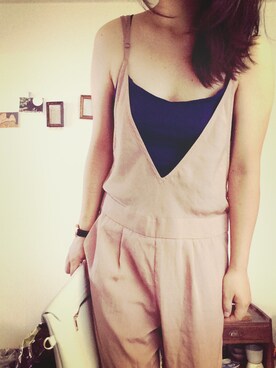 「アイテム（つなぎ/オールインワン、ベージュ系）」を使った、kano.kさん（レディース・161cm）の夏コーディネート