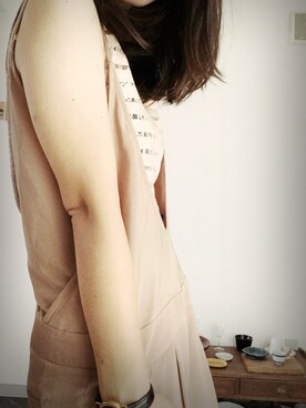 「アイテム（つなぎ/オールインワン、ベージュ系）」を使った、kano.kさん（レディース・161cm）の夏コーディネート