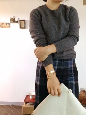 「クルーネックニット」｜kano.kさん（レディース・161cm）の秋コーディネート