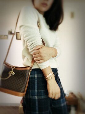 「クルーネックニット」｜kano.kさん（レディース・161cm）の秋コーディネート