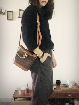 「黒ニット」｜kano.kさん（レディース・161cm）の冬コーディネート