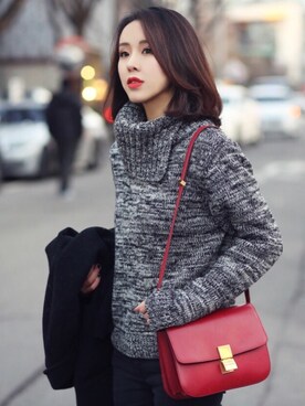 「streetfashionphotographer」｜「アイテム（バッグ）」を使った、小叮子1106さん（レディース・167cm）の冬コーディネート