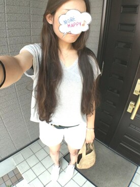 「Noble（ノーブル）のアイテム（Tシャツ/カットソー、グレー系）」を使った、ぽてさん（レディース・166cm）の夏コーディネート