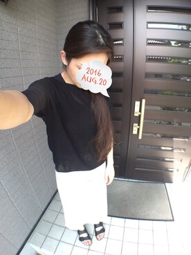 「Noble（ノーブル）のアイテム（Tシャツ/カットソー、ブラック系）」を使った、ぽてさん（レディース・166cm）の夏コーディネート