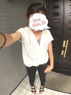 「Spick & Span（スピックアンドスパン）のアイテム（Tシャツ/カットソー、ホワイト系）」を使った、ぽてさん（レディース・166cm）の夏コーディネート