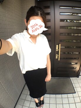 「Spick & Span（スピックアンドスパン）のアイテム（シャツ/ブラウス、ホワイト系）」を使った、ぽてさん（レディース・166cm）の夏コーディネート
