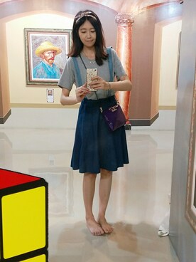 「BKK ORIGINALのアイテム」を使った、Livaさん（レディース・174cm）の夏コーディネート