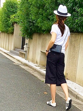 「ハットコーデ」｜永田明華さん（レディース・161cm）の夏コーディネート