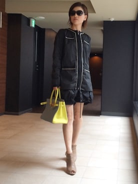 「MONCLER（モンクレール）のアイテム（ブルゾン）」を使った、永田明華さん（レディース・161cm）の秋コーディネート