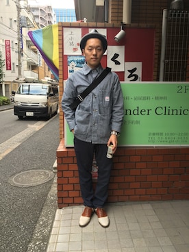 「POINTER（ポインター ）のアイテム（カバーオール）」を使った、フローディングさん（メンズ・165cm）の秋コーディネート