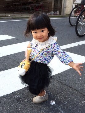 「アイテム（ブーツ、シルバー系）」を使った、まりりんさん（キッズ・90cm）の冬コーディネート