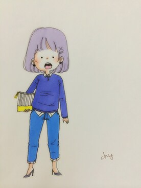 「スウェット×シャツ」｜「アイテム（その他）」を使った、chyさん（レディース・152cm）の冬コーディネート