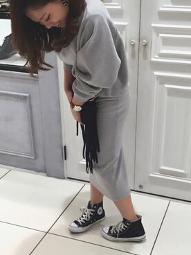 「スエット」｜「アイテム（オールインワン・サロペット）」を使った、museさん（レディース・155cm）の冬コーディネート