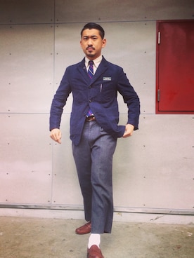 「FREAK'S STORE（フリークスストア）のアイテム（フォーマルスーツ/小物）」を使った、谷端 俊規さん（メンズ・176cm）の秋コーディネート