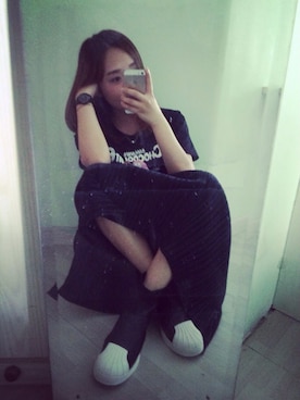 「Rick Owens（リックオウエンス）のRick Owens×adidas SPRING BLADE LOWスニーカー（スニーカー、ブラック系）」を使った、zoescissorhandsさん（レディース）の夏コーディネート