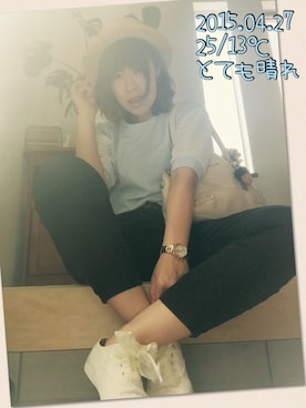 「切替カットソー」｜きゅきゅさん（レディース・164cm）の春コーディネート