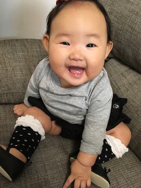 「アイテム（レッグウォーマー、ブラック系）」を使った、koooootanさん（キッズ・60cm）の秋コーディネート