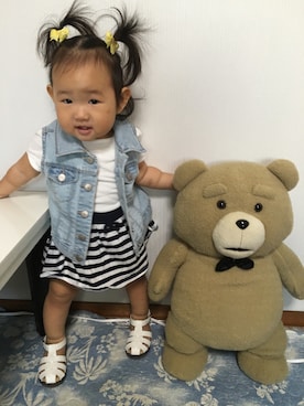 「OLD NAVY（オールドネイビー）のアイテム（その他アウター）」を使った、koooootanさん（キッズ・70cm）の夏コーディネート