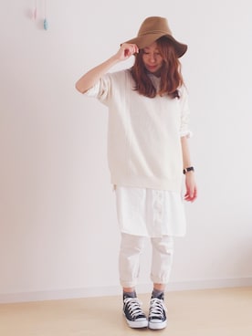 「GLOBAL WORK（グローバルワーク）のフェルトナカオレＨＡＴ/565115（ハット）」を使った、sao..さん（レディース・153cm）の秋コーディネート