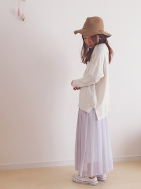 「GLOBAL WORK（グローバルワーク）のフェルトナカオレＨＡＴ/565115（ハット）」を使った、sao..さん（レディース・153cm）の冬コーディネート