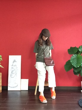 「Eddie Bauer（エディーバウアー）のアイテム（パンツ）」を使った、びあんかさん（レディース・159cm）の夏コーディネート