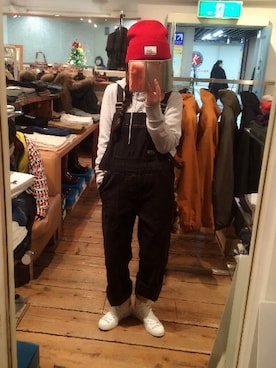 「アイテム（サロペット/オーバーオール）」を使った、てさんさん（レディース・157cm・10代）の冬コーディネート