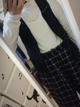 「GU（ジーユー）の（GU）タートルボリュームプルオーバー（長袖）Ａ（トップス、ホワイト系）」を使った、s!gdさん（レディース・155cm）の秋コーディネート