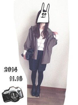 「ANAP（アナップ）のアイテム（その他アウター）」を使った、@てんてんさん（レディース・153cm）の秋コーディネート