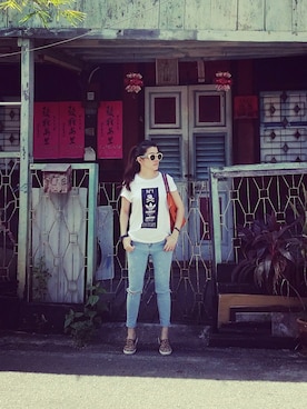 「アイテム（トートバッグ、オレンジ系）」を使った、Virus1119さん（レディース・160cm）の冬コーディネート