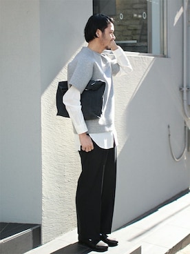 「バレンタインデートスタイル」｜「アイテム（スウェット）」を使った、HAPPY西村さん（メンズ・180cm）の冬コーディネート