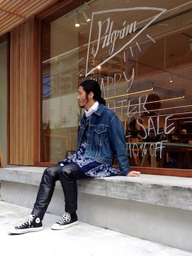 「RTH（アールティーエイチ）のアイテム」を使った、HAPPY西村さん（メンズ・180cm）の冬コーディネート