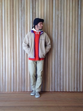 「アイテム（スニーカー、その他）」を使った、HAPPY西村さん（メンズ・180cm）の冬コーディネート