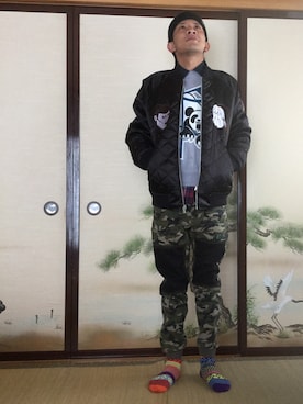 「PUNK DRUNKERS（パンクドランカーズ）のアイテム（その他アウター）」を使った、かなやすさん（メンズ・165cm）の冬コーディネート