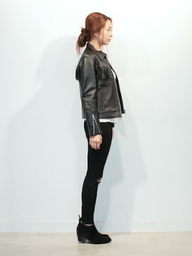 「MAISON DE REEFUR」｜「アイテム（ライダースジャケット）」を使った、KAORI TACHIさん（レディース・160cm）の夏コーディネート