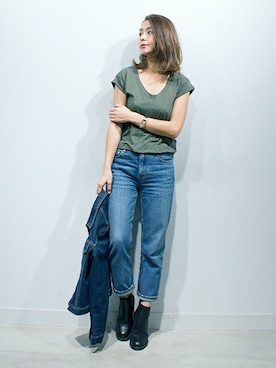「MAISON DE REEFUR」｜「アイテム（デニムジャケット）」を使った、KAORI TACHIさん（レディース・160cm）の冬コーディネート