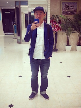 「PUSH CONNECTION（プッシュコネクション）のアイテム（ジャケット/アウター）」を使った、岡田晋さん（メンズ・170cm）の春コーディネート