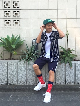 「PUSH CONNECTION（プッシュコネクション）のアイテム」を使った、岡田晋さん（メンズ・170cm）の春コーディネート