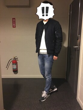 「CASPER JOHN（キャスパージョン）のアイテム（MA-1）」を使った、kazukixさん（メンズ・172cm）の秋コーディネート