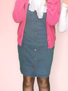 「LOWRYS FARM（ローリーズファーム）のGベーシックオフショルショートスリーブ 543921（シャツ/ブラウス、ホワイト系）」を使った、みかんさん（レディース・161cm）の春コーディネート