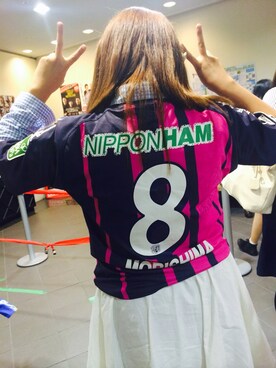 「E hyphen world gallery（イーハイフンワールドギャラリー）のムジギャザースカート（スカート、ホワイト系）」を使った、みかんさん（レディース・161cm）の夏コーディネート