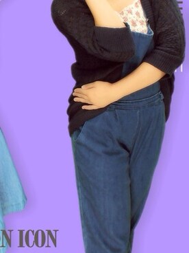 「LOWRYS FARM（ローリーズファーム）のオーバーオール 544911（サロペット/オーバーオール、ブルー系）」を使った、みかんさん（レディース・161cm）の夏コーディネート