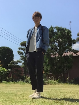 「ポーター」｜「アイテム（ブルゾン）」を使った、まささん（メンズ・179cm）の春コーディネート