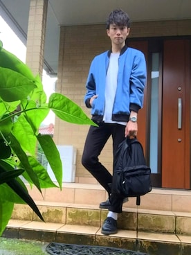 「黒リュック」｜「アイテム（その他）」を使った、まささん（メンズ・180cm）の夏コーディネート